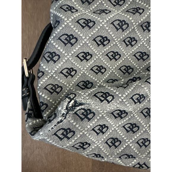 Dooney & Bourke Black Leather Gray Monogram Jacquard Should Bag Handbag - Picture 7 of 7
